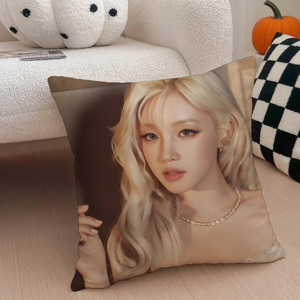 Quirky Korean Beautiful Singer SSong Yuqi Cushion Cover Throw Pillow Cover Hidden Button Durable Polyester Chair Cushion