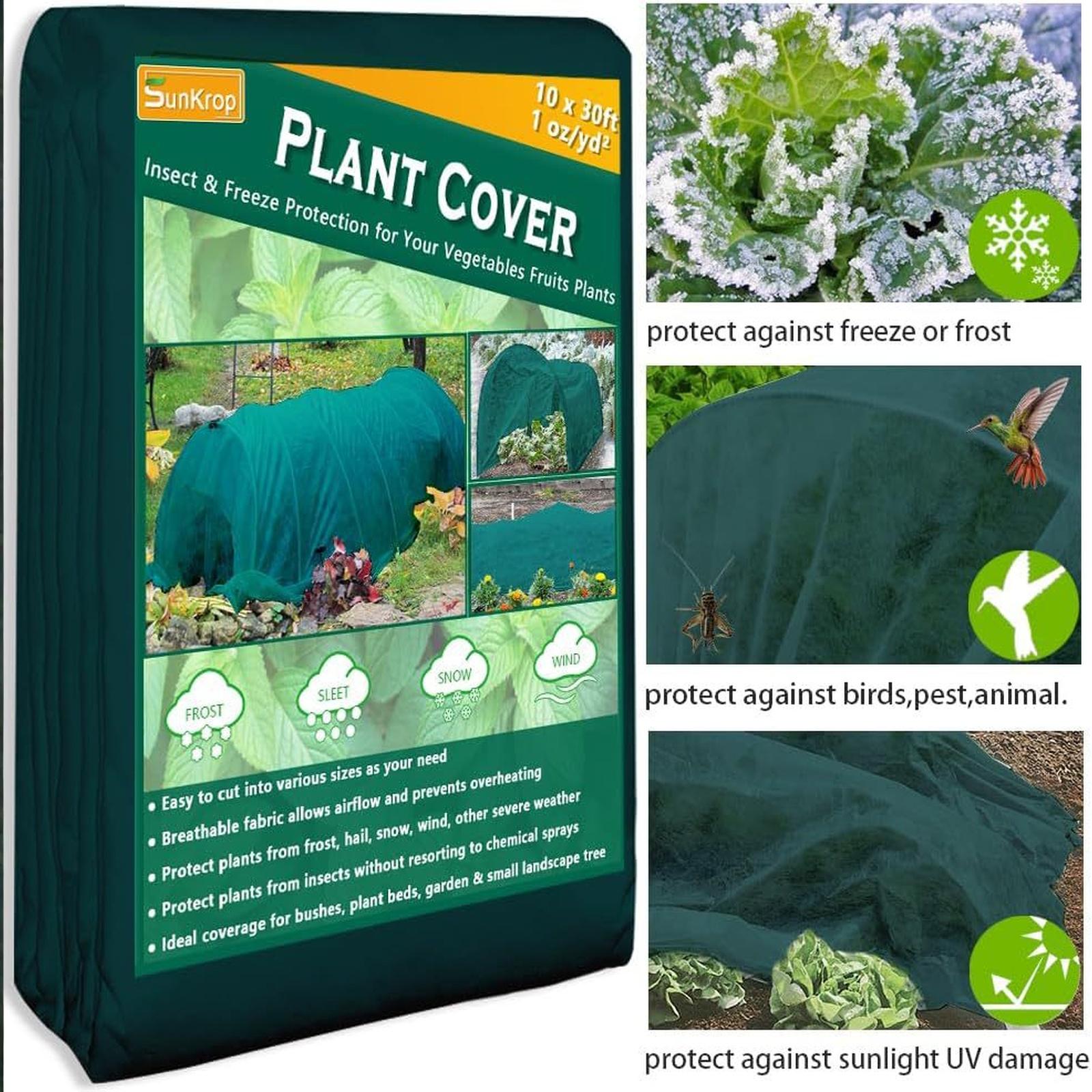 

Укрывной материал для растений KLEWEE, 10 x 50 футов, плотность 1,05 унции/ярд², более плотный, защищающий от мороза, укрывной материал для уличных растений, зимнее укрытие от мороза, плавающий укрывной материал для сада. one size зелёный