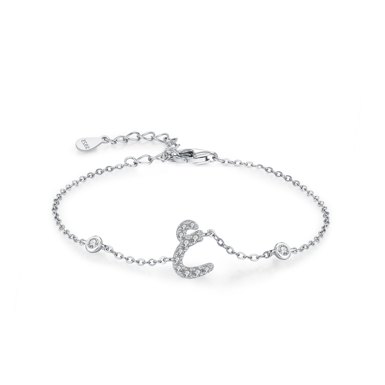 

Ailmay Elegant 925 Silver Arabic Alphabet Chain Bracelet For Women Wedding Birthday Mother Days Day Gift