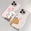 Cute Bear Cartoon Fun Couple Phone Case For IPhone 17e Air 17 16 16e 13 12 11 Pro Max 15 14 Plus Clear Soft Protective Cover