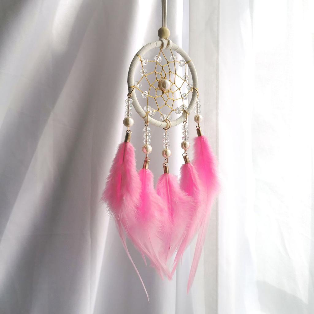 Car Pendant Dream Catcher Mori Feather Wind Chimes Creative Decor Qixi Festival Birthday Gift for Girl Heart Home Decoration
