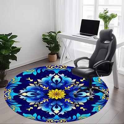 1pc Floral Mandala Pattern Chair Carpet for Office, Soft, Non-Slip Polyester Mat, Office, Entryway, Living Room, Bedroom, Yy251207260