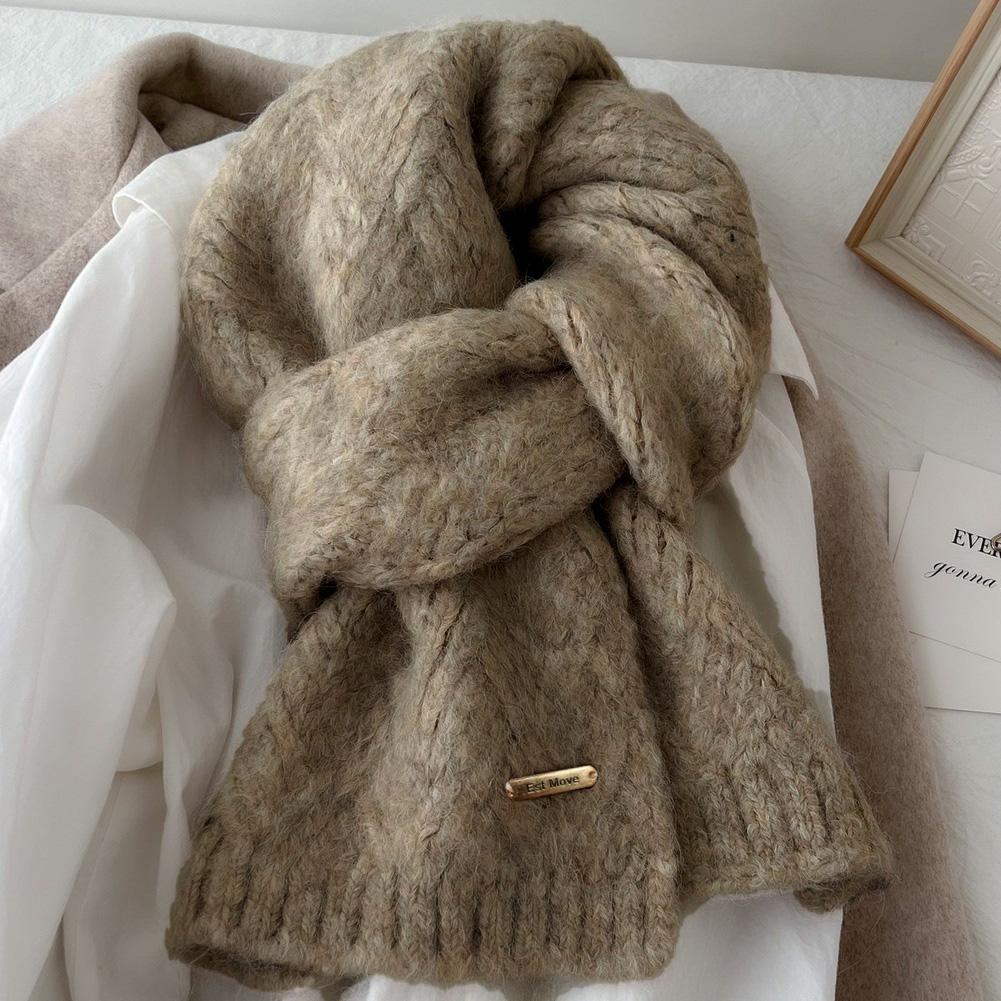 Alpaca Wool Scarf Korean Style Knit Full Neck Coverage