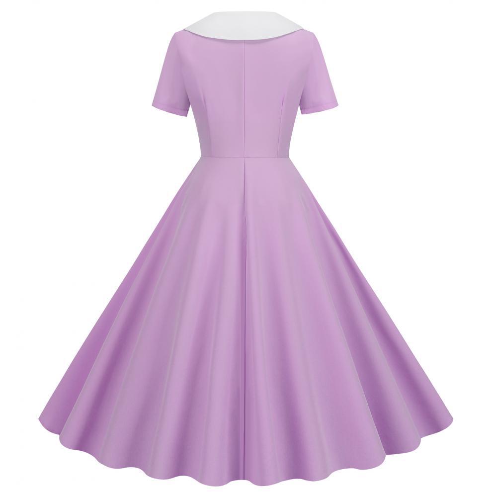 2024 Summer Retro Big Swing Short Sleeve Casual Dress
