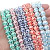 2pcs Handmade Ceramic Porcelain Hand Painted Beads Charm Round Spacer Beads for DIY Necklace Bracelet Jewelry Craft Making Accessories