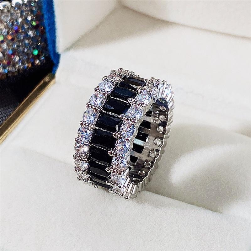 

Huitan Fashion Female Finger Ring with Black Stone Hip Hop Party Luxury Women s Accessories Surprise Gift Ring Zircon Drop Ship 6