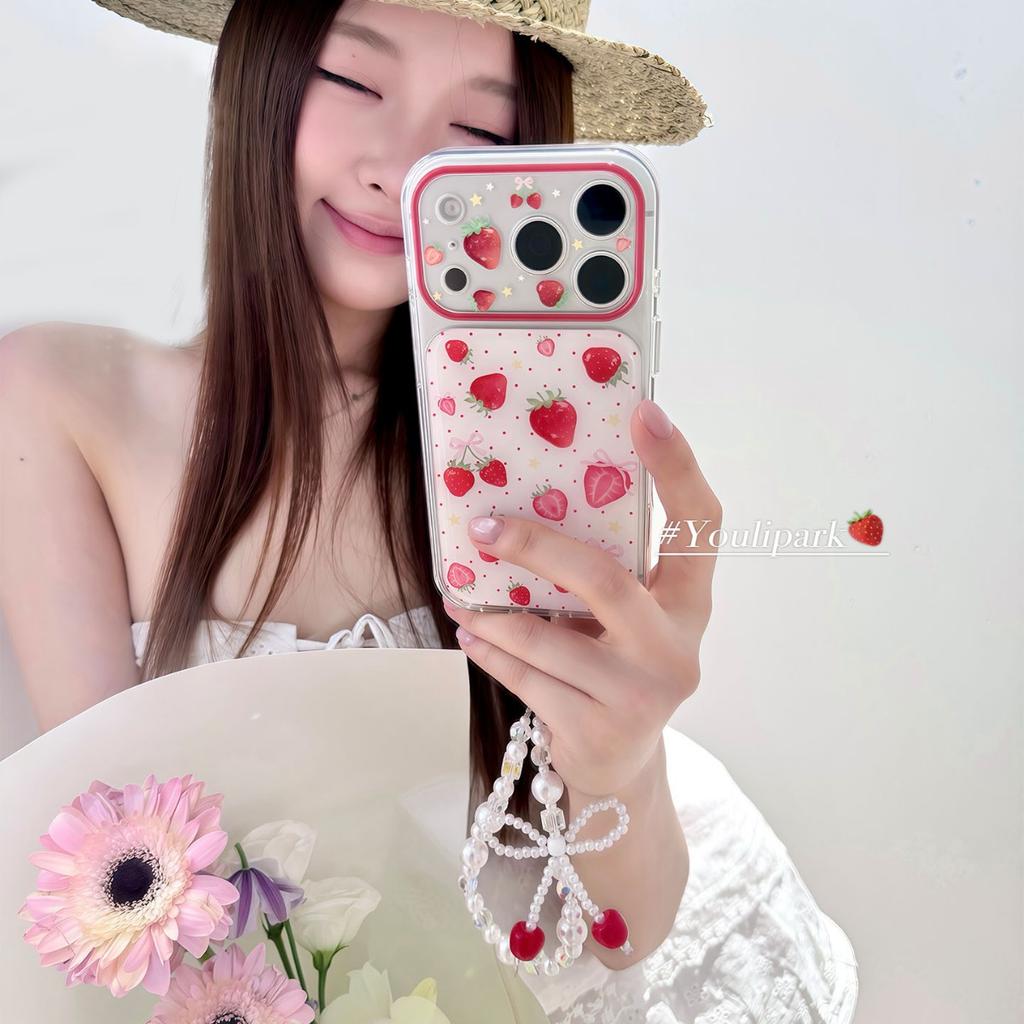 Ins Korean Sweet Girl Polka Dot Bow Strawberry 11 Shell 11pro Apple 11ProMax Mobile Phone Case Female