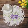 New Super Violets Purple Flowers Embroidery Placemat Cup Mug Tea Pan Coaster Kitchen Dining Table Place Mat Lace Doily Wedding