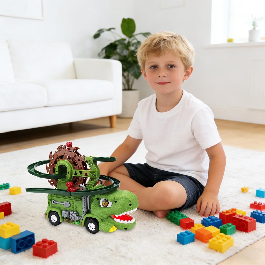Electric Sound And Light Musical Dinosaur Car, Ferris Wheel Track Car, Stair-climbing Toy, Children's Educational Toy.