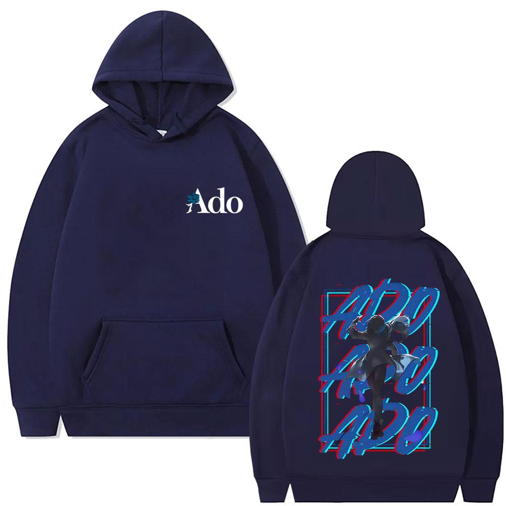 Ado Double Sided Print Hoodie Men Women Fashion Loose Oversized Streetwear Y2k Japanese Style Hoodies Male Sweatshirt