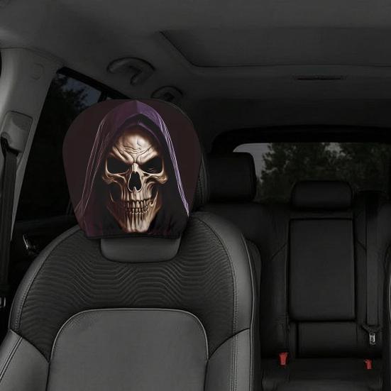 Funny Cartoon Car Headrest Covers, Universal Breathable Elastic Seat Neck Pillow Protector, Humor Spooky Auto Interior Decor for Most Vehicles