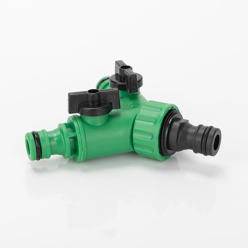 Garden Water Splitter Y Connector 2-Way Valve With Switch - Quick Plastic Adapter For Faucet Irrigation Flower Landscaping