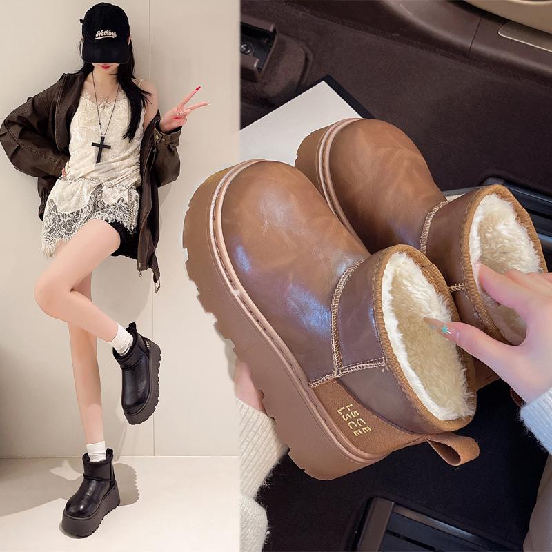 Thick-soled Velvet Doudou Boken Shoes for Women 2025 Winter New Outer Wear Fluffy Shoes To Keep Warm Thick-soled Snow Boots for Women