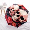 1pc Romantic Skulls & Roses Auto Open Close Umbrella, Portable Folding Design with Iron Frame for Outdoor Use, Perfect Gift for Fans, Travelers,