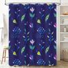 Vibrant Pattern Shower Curtain Modern Floral Design for Bathroom Decorations Washable Fabric in Blue Color with Yellow Pink Gree