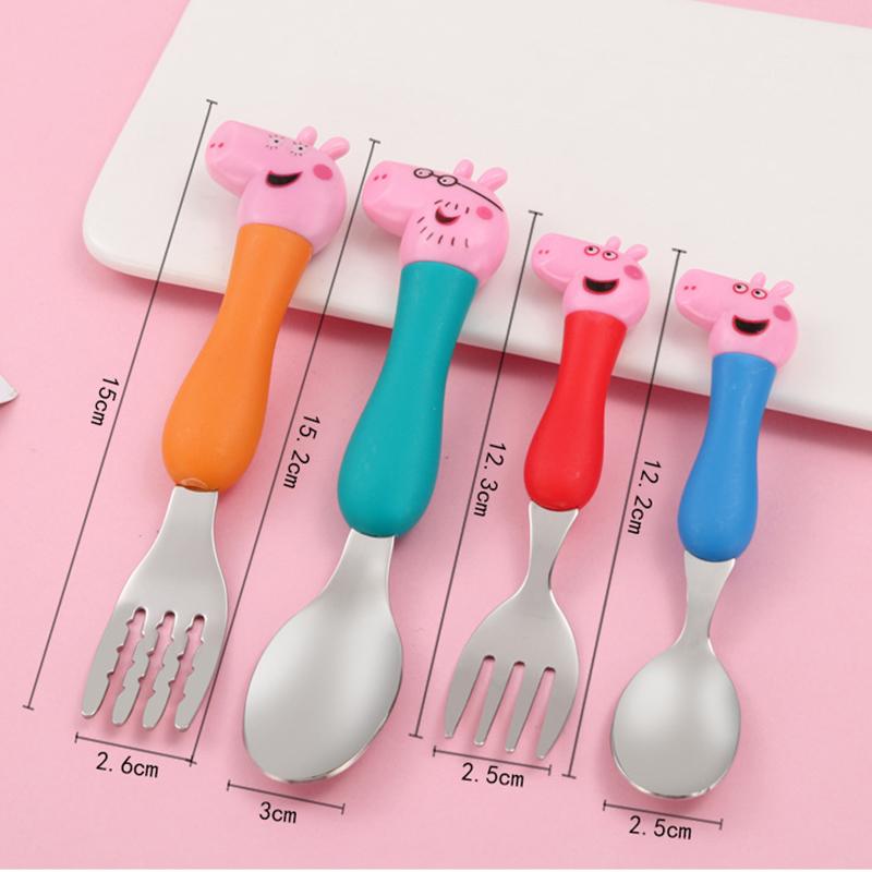 

Peppa Pig Tableware Fork Spoon Action Doll Toy George Pig Dad Mom Cartoon Anime Pattern Party Gifts For Boys Girls Cartoon Toy