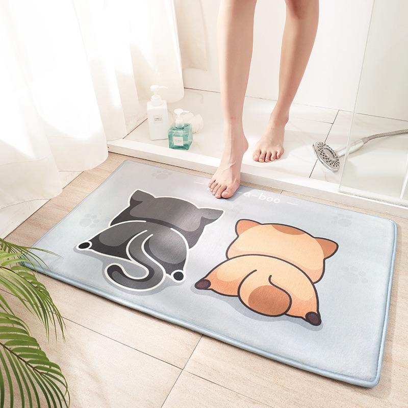 Rabbit Welcome Mat for Front Door Outdoor Entry Print Doormat Non Slip Kitchen Bedroom Footpad Home Indoor Decor Funny Kid Rug