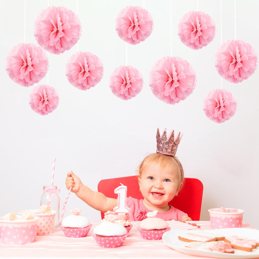 1pcs Set 7.8inch Pink Paper Pom Pom Paper Balls Pom Pom Paper For Birthday Party Flower Balls Paper Hanging Flowers