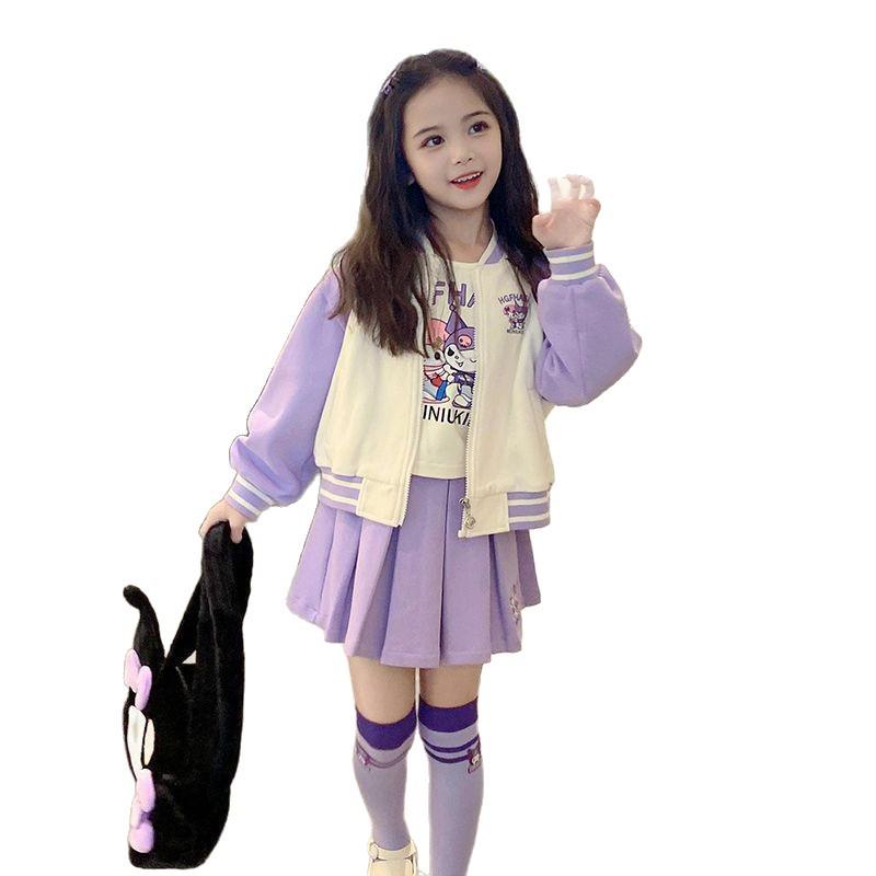 Autumn 2025 Kuromi Girls' Baseball Three-Piece Sports Set