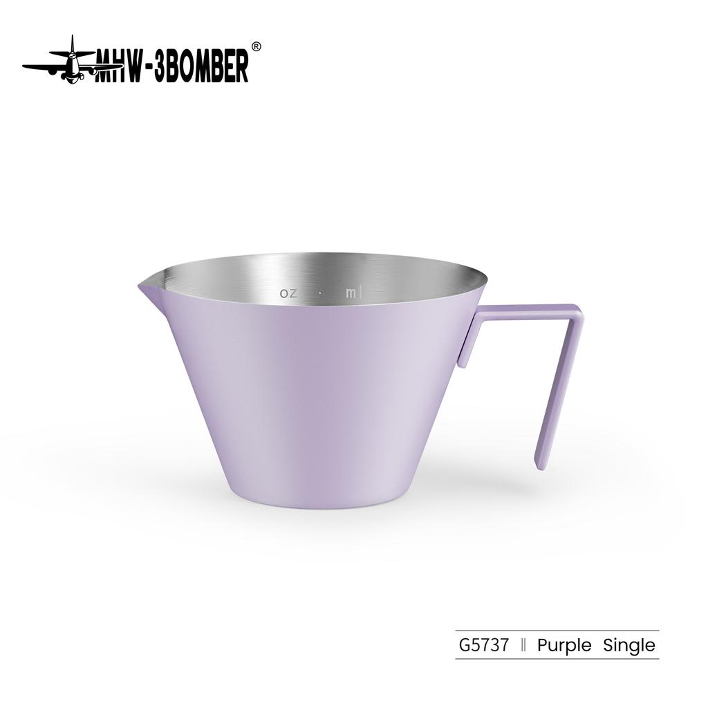 MHW-3BOMBER 100ml Espresso Measuring Cups Single/Double Spouts Stainless Steel Espresso Shot Cups with Handle Scale Barista Tool