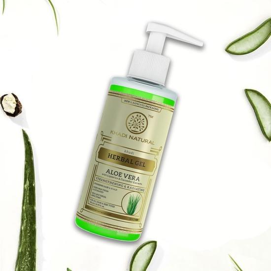 KHADI NATURAL Herbal Aloe Vera Gel with Dispenser | Herbal Aloe Vera Gel | Non-Sticky Aloe Vera Gel | Suitable for All Skin Types| 500ml