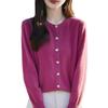 Minimalist Solid Basic Structured Shoulder Versatile Long Sleeve Knit Cardigan Heart Button Round Neck Sweater Women