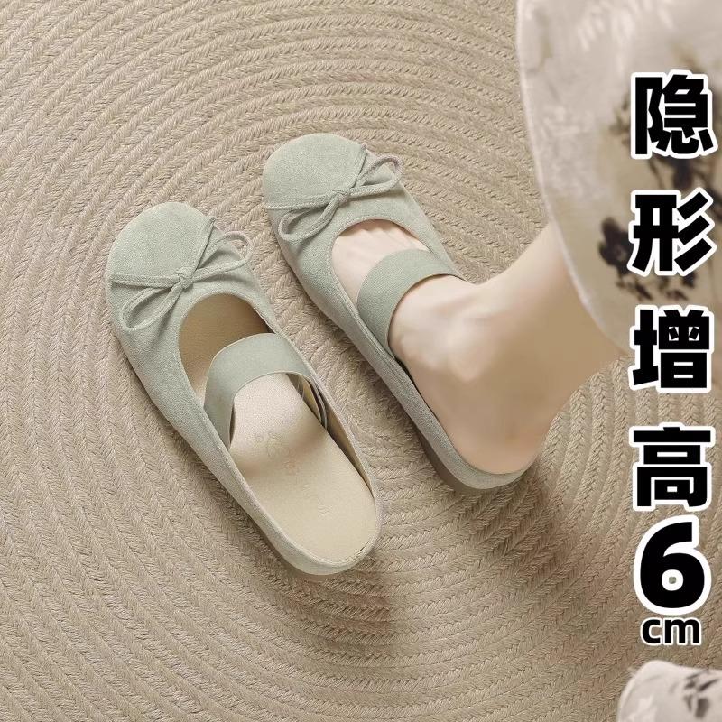 Fashion Slippers Women Summer Square Heel Increased Internal Slides Shoes Cover Toe Pantofle Block 2025 Increased Internal Female Shoes