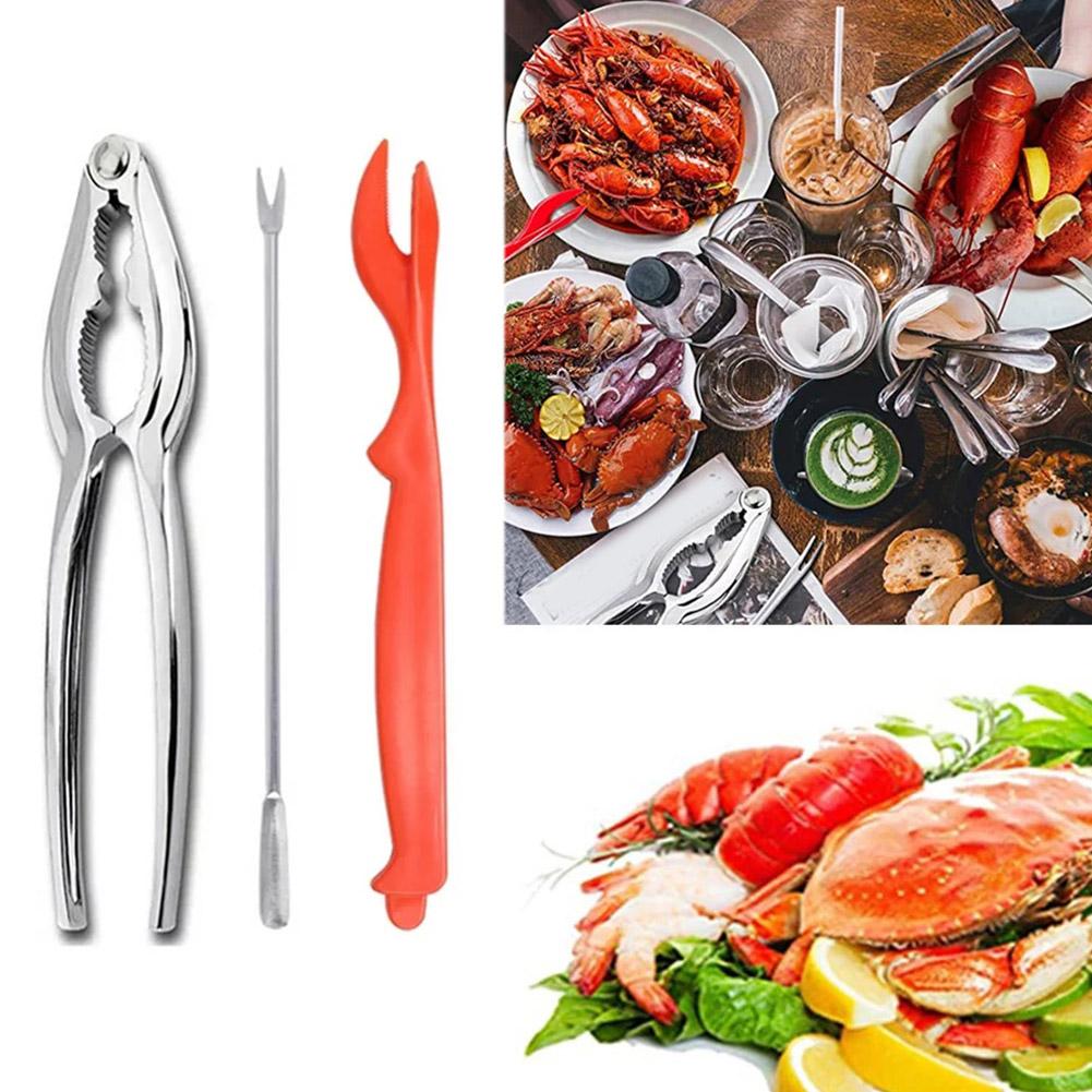 Crab Eating Tools 3pcs Zinc Alloy Nut Pliers Multifunctional Walnut Crab Clamp Cooking Tweezers Crazy For Kitchen Tool