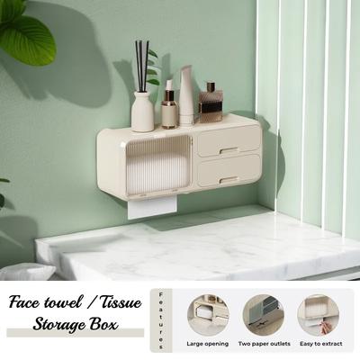 Wandmontierter Toilettenpapierhalter Ohne Bohren Wasserdicht Staubdicht Küchen-Badezimmer-Organizer Taschentuchaufbewahrungsbox Papierhandtuchhalter