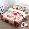 Hand-Drawn Love Elements Bedding Set For Kids Luxury Gift 3Pcs Digital Print Comforter Set Soft Comfortable Breathable