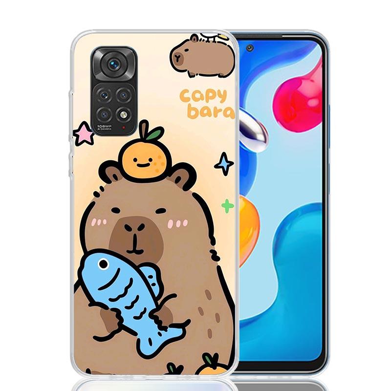 Funny Capybara Cartoon Animal Phone Case For Xiaomi Redmi Note 13 14 15 Pro Plus 12S 12 14S 11S 11E 10 10S 11 11T 5G 4G Cover Co
