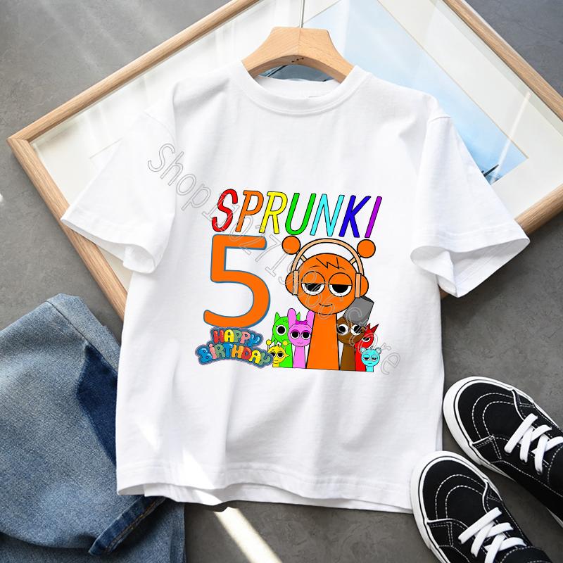 Bumbac 100% Sprunki Incredibox Haine pentru copii Băieți Fete Tricou petrecere de aniversare Joc de desene animate Imprimare grafică Mâneci scurte Topuri confortabile