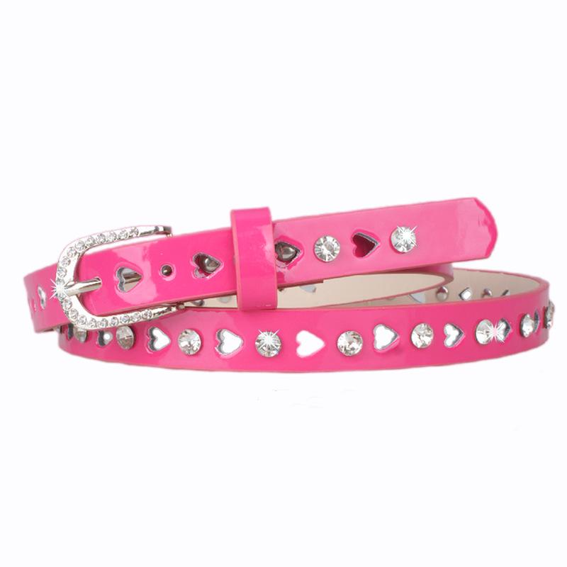 

Женский пояс со стразами, декоративный пояс с инкрустацией, ажурный, универсальный, тонкий, узкий, яркие кожаные брюки, ПУ, карамельный цвет розы красного