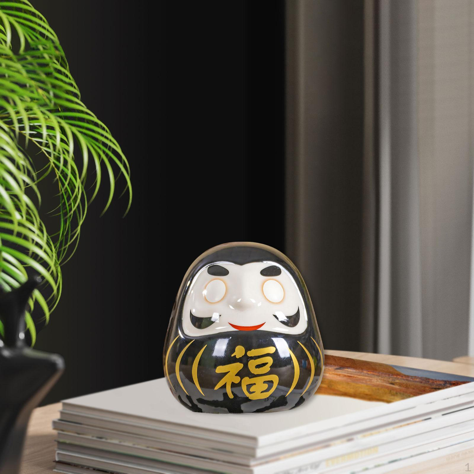 

Daruma Doll Figurine Decorations Multi Purpose Craft Statue Sculpture for Bedroom Bookshelf чорний