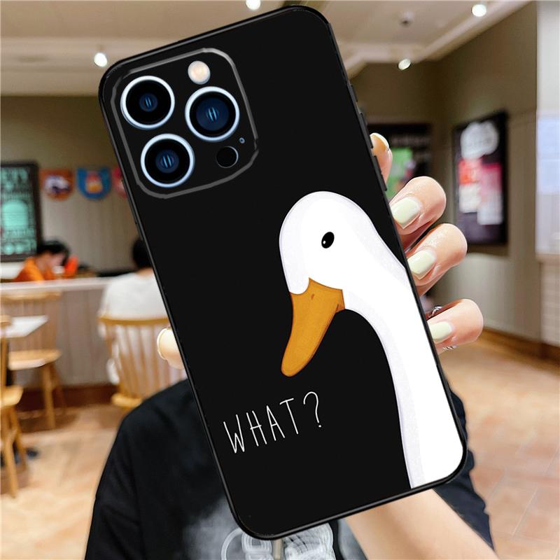 Cartoon Funny Goose Case For iPhone 17 16 14 13 12 11 15 Pro Max Mini Plus 16e 17 Air Bumper Cover Accessories