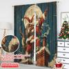 2pcs 2D flat printing Merry Christmas Window Curtains Santa Claus Fabric Without Electricity Festive Holiday Perfect for Living