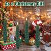 4/2pcs Christmas Tree LED Flameless Candles Light with 3D Flame Wick Green LED Candlesticks Operated for Christmas Home Decor