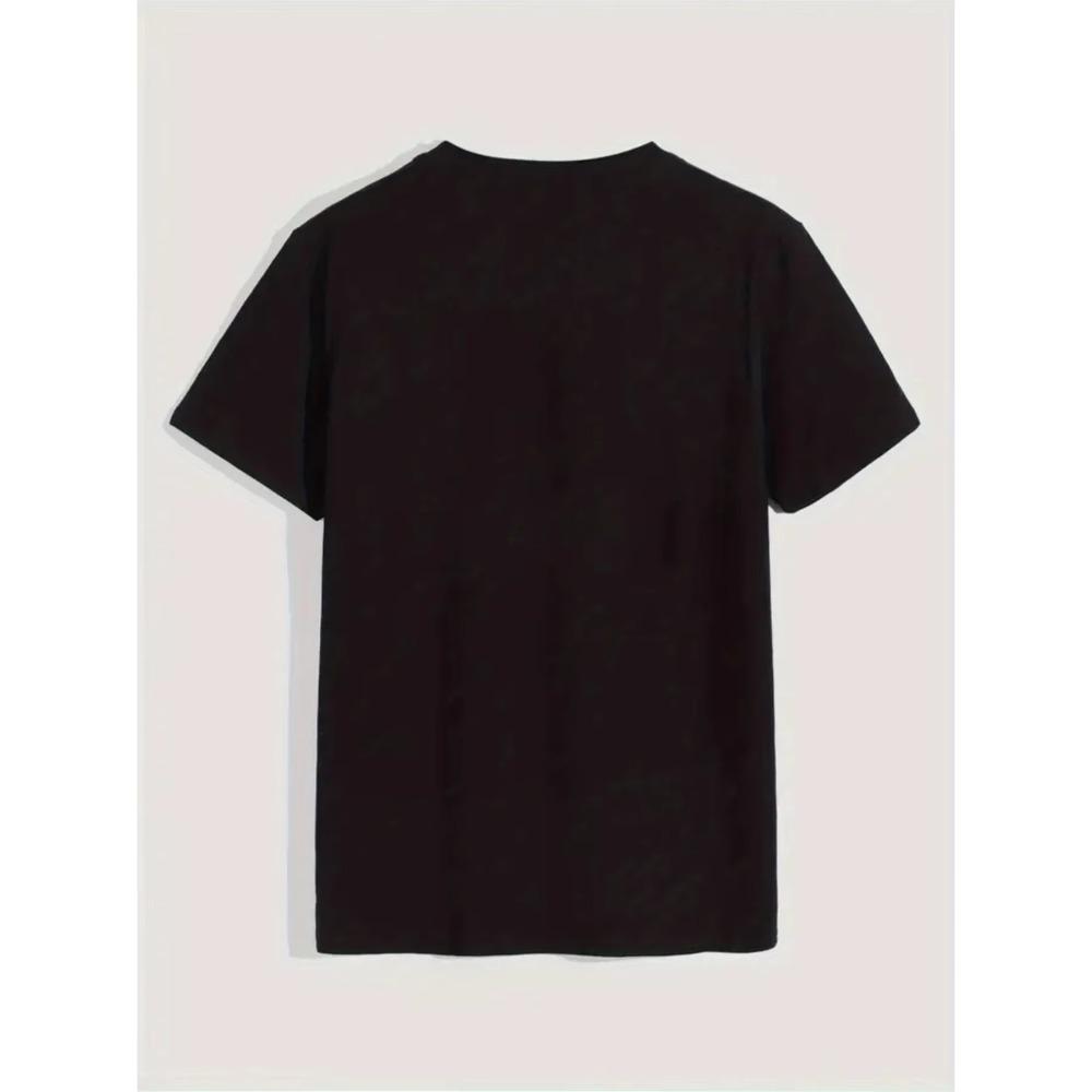 Summer Men's 100% Pure Casual Sports Loose Letter and Mountain Printed Comfortable Round Neck Short Sleeved T-shirt Top