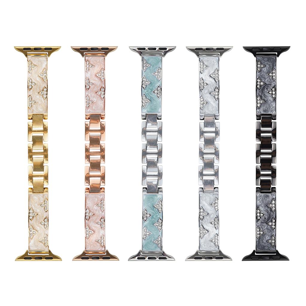 Rhinestone Leaves Metal Strap for Apple Watch 10 46mm/Ultra 2/Ultra 49mm/9 8 7 45mm/SE (2023) SE (2022) SE 6 5 4 44mm/3 2 1 42mm