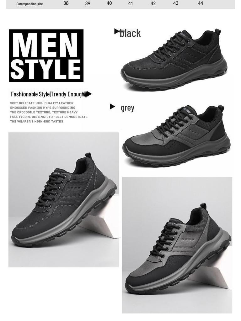 Men's 2025 Outdoor Sports Casual Leather Shoes - Soft Sole Hiking and Dad Shoes.
