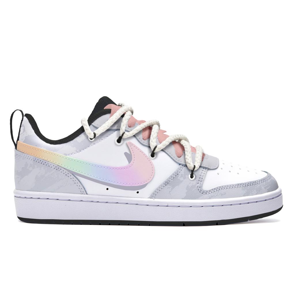 Nike Court Borough Freedom Panda, Rainbow Unicorn Slip Resistant Abrasion Resistant Low top Kids' Skateboarding Shoes BQ5448-115 (Team202-)