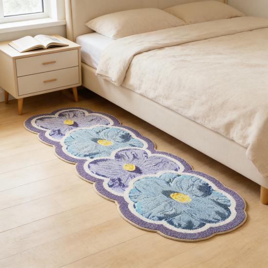 Blumen-Teppichboden aus Kunstkaschmir, rutschfest, waschbar, saugfähig, Plüsch, florale Bodenmatte, Dekoration für Wohnzimmer, Schlafzimmer, Badezimmer