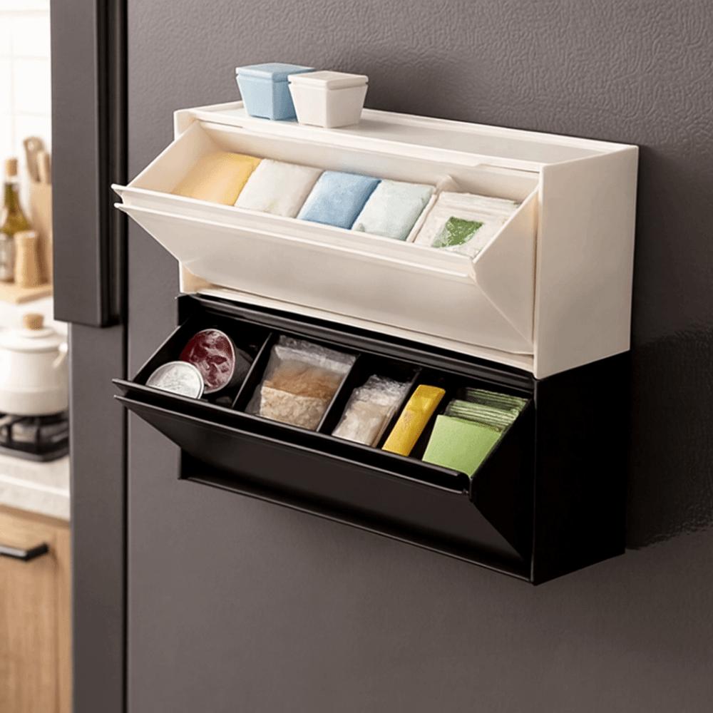Plastic Magnetic Refrigerator Storage Box Wall Mounted Side Hanging Storage Rack Bathroom