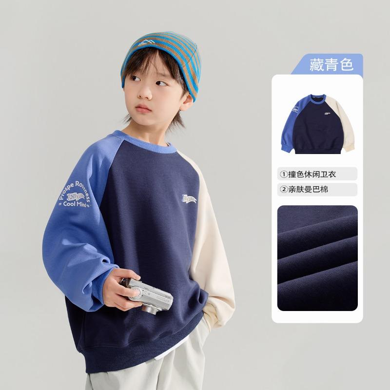 Boy S Color Block Crew Neck Sweatshirt Casual Autumn Top