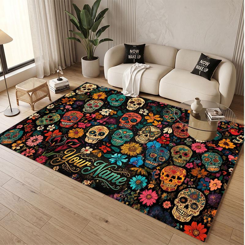 Celebration Theme Soft Crystal Velvet Rug Custom Name & Text Print Non Slip Floor Rug for Bedroom Living Room