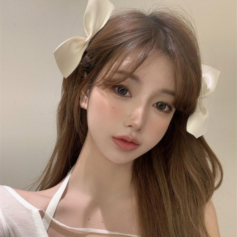 2pcs/set Solid Satin Bobby Hairpin Bowknot Hair Clip Elegant Bow Hair Clip  Girls