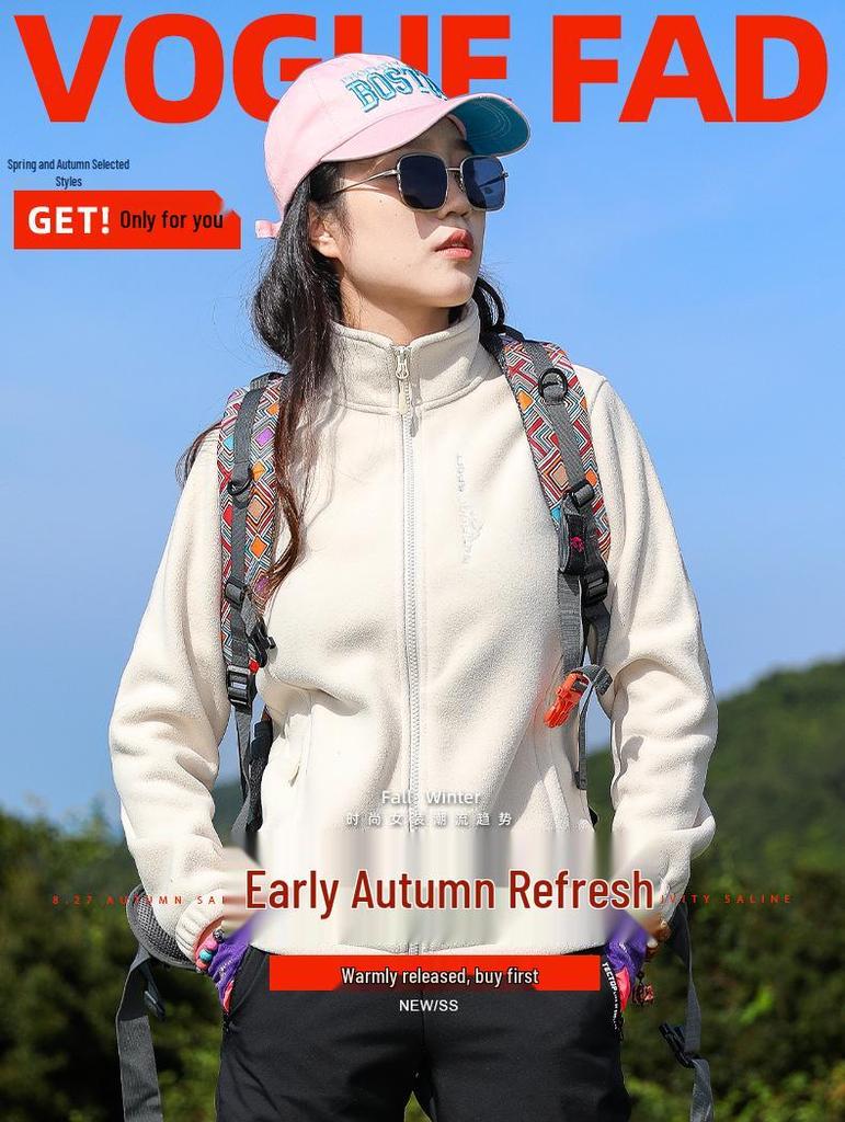 Women's Windproof Fleece Hiking Jacket - Warm, Rainproof, and Casual for Outdoor Sports