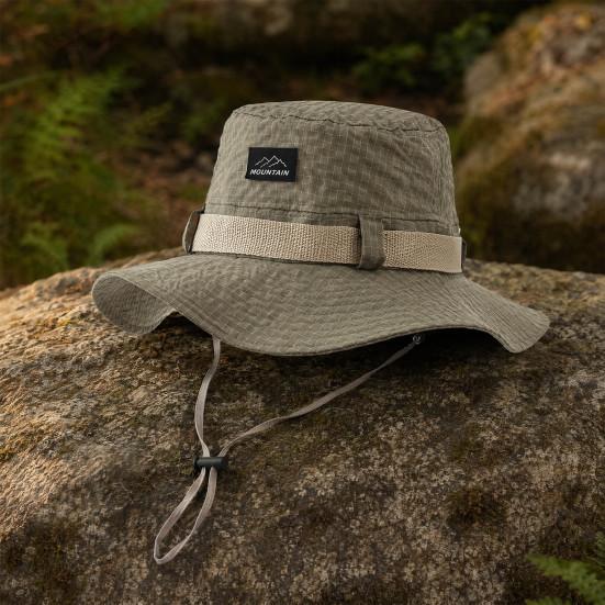 Fisherman Hat for Men, UV Protection Wide Brim Summer Hat, Outdoor Sun Hat with Adjustable Windproof Rope for Hiking Fishing Cycling Sunshade