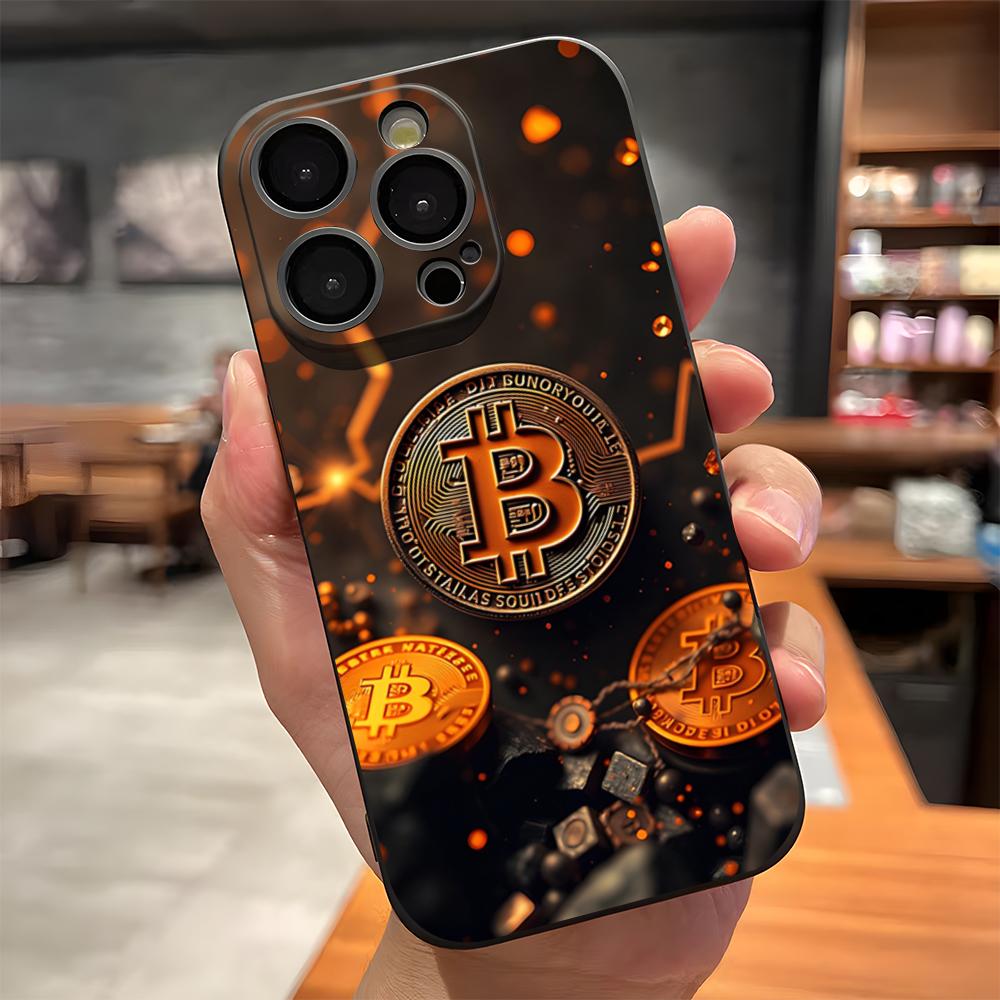 Luxury Bitcoin Phone Case For IPhone 17 Pro Max 15 Pro 16 14 Plus 12 13 Mini 11 Pro Shockproof Soft Cover