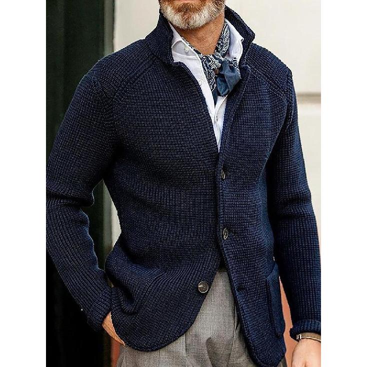 Spring and Autumn Fashion New Arrival Men's Casual Long Sleeve Solid Color Knit Jacket
